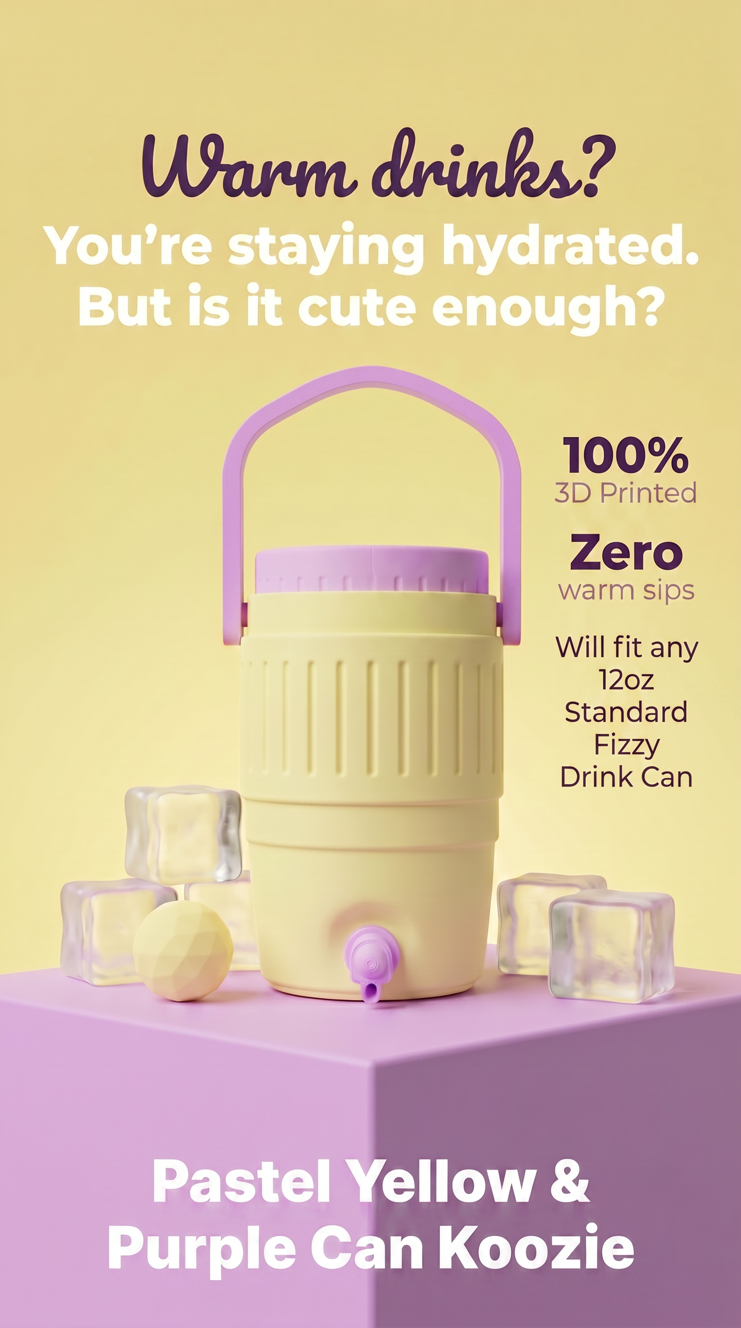 PASTEL YELLOW & PURPLE CAN KOOZIE