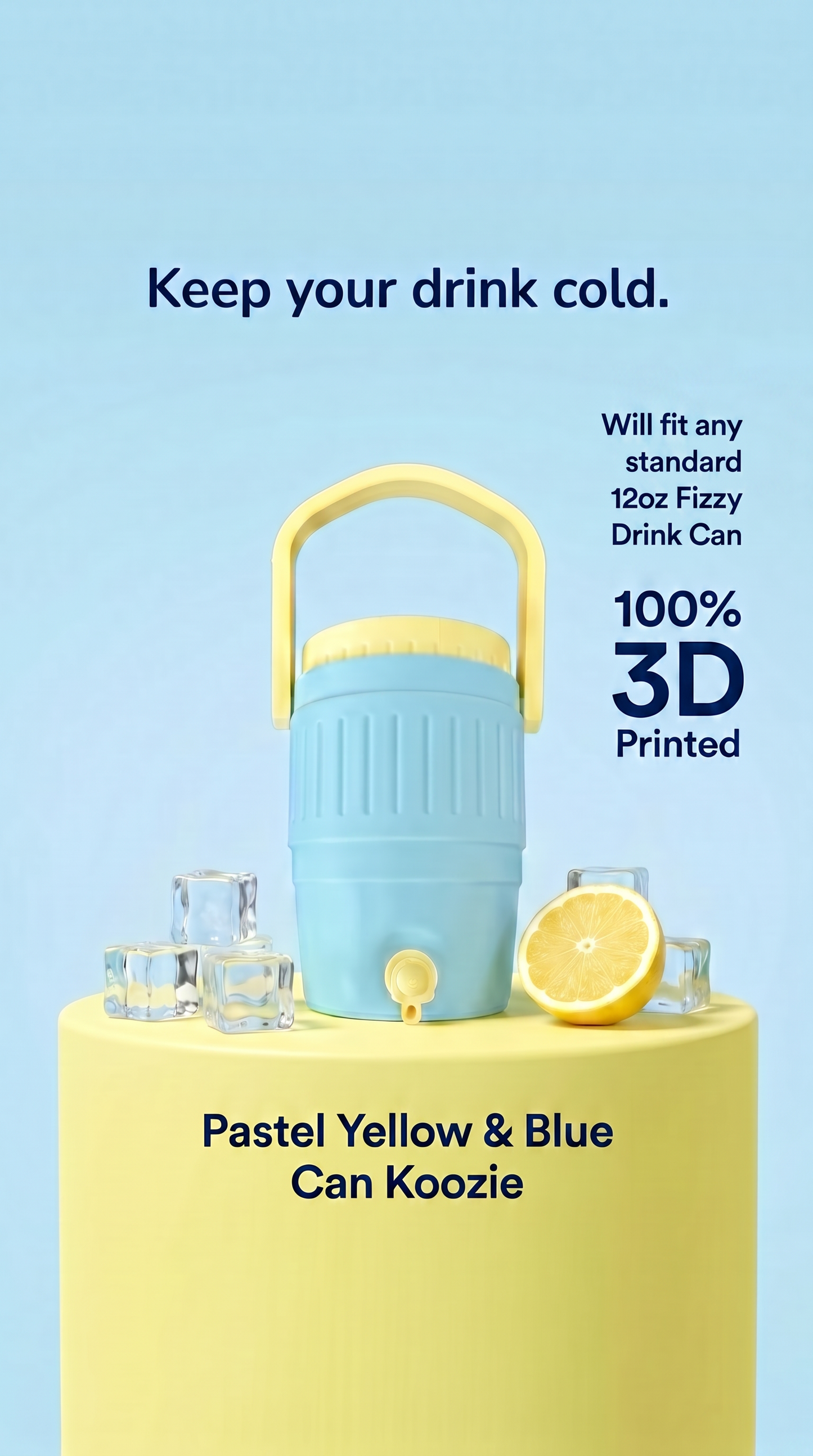 PASTEL YELLOW & BLUE CAN KOOZIE