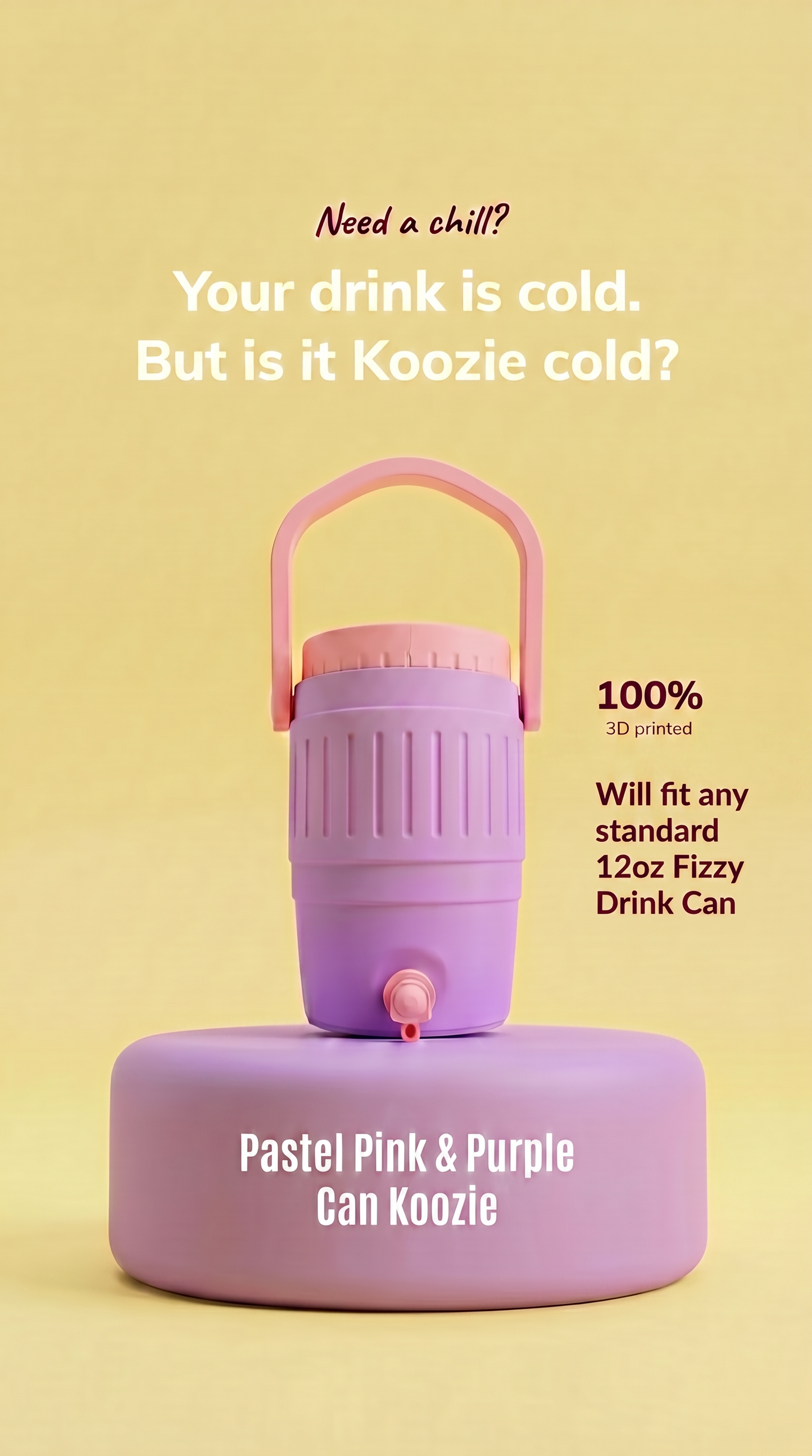 PASTEL PINK & PURPLE CAN KOOZIE